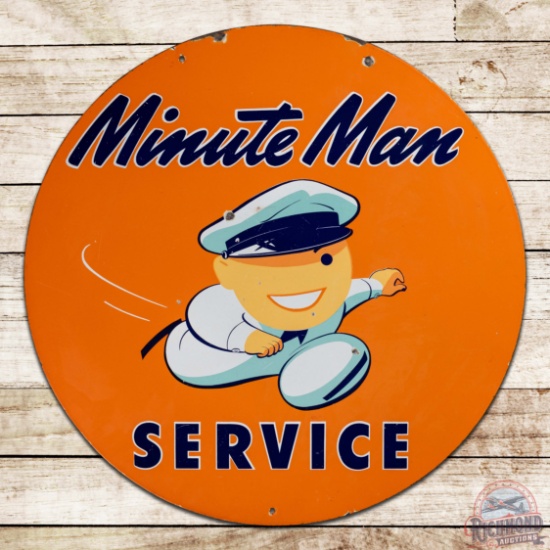 Union 76 Minute Man Service 30" Double Sided Porcelain Sign w/ Speedy