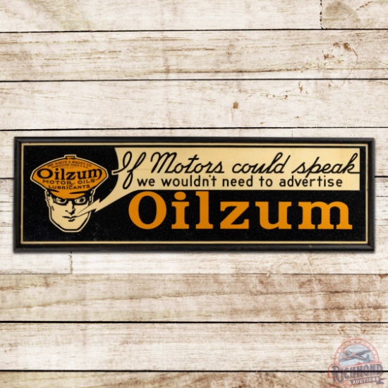 Rare Oilzum "If Motors Could Speak We Wouldn't Need to Advertise" 5' Single Sided Tin Sign w/ Oswald