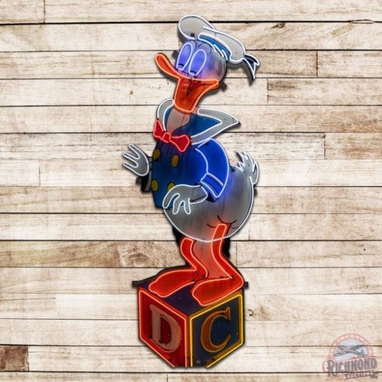 Amazing Donald Duck Disneyland Parking Lot 10' Die Cut Animated Single Sided Porcelain Neon Sign