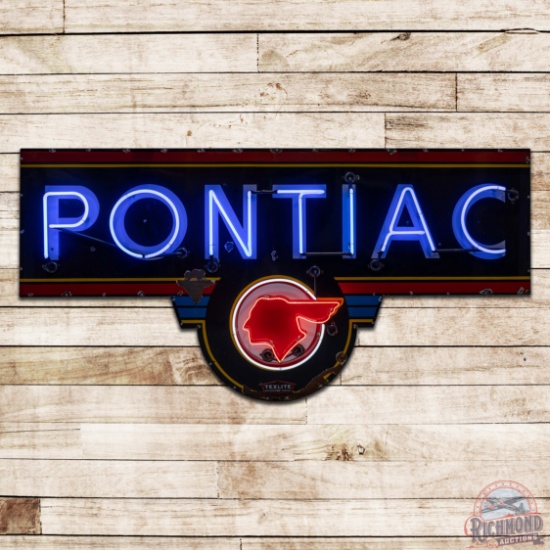Incredible 8' Pontiac Dealership Single Sided Porcelain Neon Sign