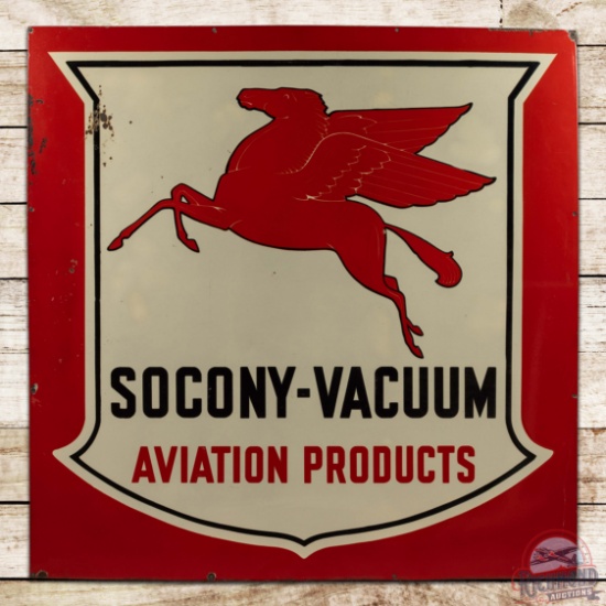 Mobil Socony-Vacuum Aviation Products 6' Single Sided Porcelain Sign w/ Pegasus