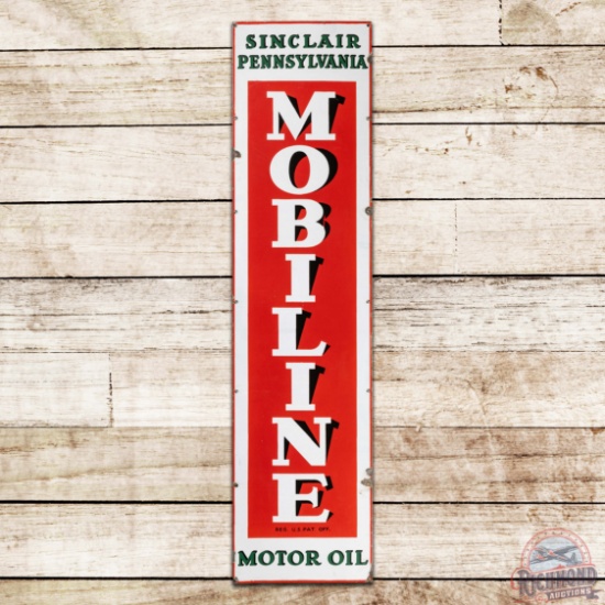 Sinclair Pennsylvania Mobiline Motor Oil Vertical Single Sided Porcelain Sign
