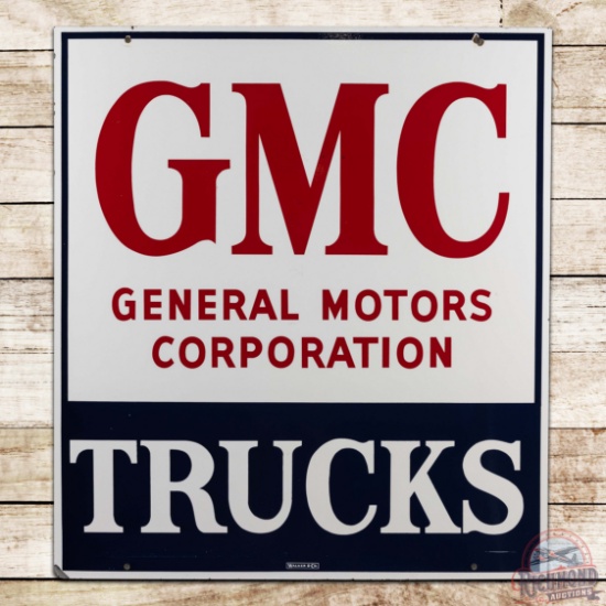 Amazing GMC General Motors Corporation Trucks Double Sided Porcelain Sign