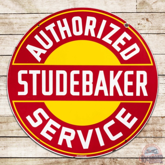 Outstanding Studebaker Authorized Service 42" Double Sided Porcelain Sign