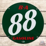 Outstanding B-A British American 88 Gasoline Single Sided Porcelain Pump Plate Sign