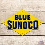 Exceptional Blue Sunoco Gasoline Die Cut Single Sided Porcelain Pump Plate Sign