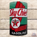 1940 Texaco Sky Chief Gasoline Curved Single Sided Porcelain Pump Plate Sign
