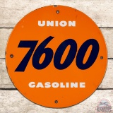 Union 7600 Gasoline Single Sided Porcelain Pump Plate Sign