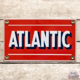 Exceptional Atlantic Gasoline Single Sided Porcelain Pump Plate Sign 