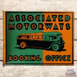 Excellent Associated Motorways Booking Office Double Sided Porcelain Flange Sign w/ Bus