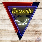 Seaside Gasoline Single Sided Porcelain Neon Sign w/ Seagull