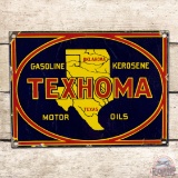 Rare Texhoma Gasoline Kerosene Motor Oils Single Sided Porcelain Sign