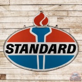 Standard Gasoline 6' Double Sided Porcelain ID Sign Complete w/ Ring & Flames