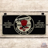 Scarce Approved Red Hat Motor Oil Single Sided Tin Logo Sign