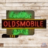Impressive Cadillac Oldsmobile GMC 9.5' Die Cut Double Sided Porcelain Neon Sign