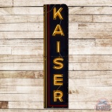 Unusual 9.75' Vertical Kaiser Dealership Single Sided Porcelain Neon Sign