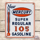 Rare New Mercury Super Regular 105 Gasoline Single Sided Porcelain Pump Plate Sign