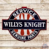 Willys Knight Service Genuine Parts Die Cut Double Sided Porcelain Sign w/ Ring