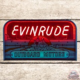 Scarce Evinrude Outboard Motors Reverse Painted Glass Neon Advertising Sign