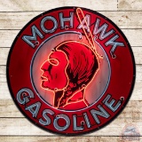 Exceptional Mohawk Gasoline 4' Single Sided Porcelain Neon Sign w/ Native American