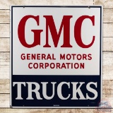 Amazing GMC General Motors Corporation Trucks Double Sided Porcelain Sign