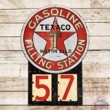 Scarce Texaco Filling Station Gasoline Double Sided Tin Visible Pricer Sign