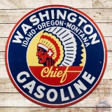 Washington Chief Gasoline 6' Double Sided Porcelain Sign w/ Logo
