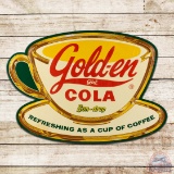 Sundrop Golden Girl Cola Die Cut Emb. Single Sided Tin Coffee Cup Sign