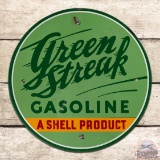 Shell Green Streak Gasoline Single Sided Porcelain Pump Plate Sign