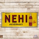1948 Drink Nehi Beverages 8' Emb. Single Sided Tin Sign w/ Bottle