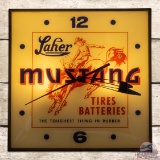 Laher Mustang Tires Batteries PAM Advertising Clock w/ Logo