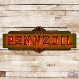 Rare Pennzoil Gasoline 9' Double Sided Porcelain Die Cut Neon Sign