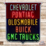 Chevrolet Pontiac Oldsmobile Buick GMC Trucks Double Sided Porcelain Neon Sign