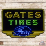 Gates Tires 9' Single Sided Porcelain Neon Sign w/ Logo