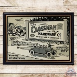 Impressive NOS Clossman Hardware Co. Single Sided Tin Sign w/ Early Touring Car & Plane Graphics