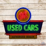 Fantastic Chevrolet OK Used Cars Authorized Dealer 6' Double Sided Porcelain Neon Sign w/ Logo