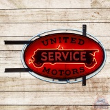 Superb United Motors Service 3' Double Sided Porcelain Neon Sign