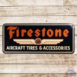 RARE 1946 Firestone Aircraft Tires & Accessories w/ Wing Logo Single Sided Tin Sign