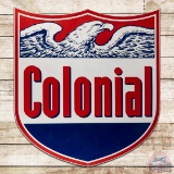 Colonial Gasoline 6' Double Sided Porcelain ID Sign w/ Eagle