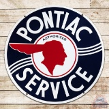Excellent Pontiac Authorized Service 42' Double Sided Porcelain Sign w/ Full Feather Logo