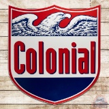 1969 Colonial Gasoline 6' Double Sided Porcelain ID Sign w/ Eagle Logo