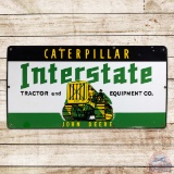 Interstate Tractor and Equipment Co. Caterpillar John Deere SS Porcelain Sign w/ Crawler Tractor