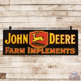 John Deere Farm Implements 6' Double Sided Porcelain 3 Legged Deer Logo Sign w/ Metal Frame