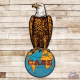Case Old Abe w/ Earth 2-piece Die Cut Single Sided Porcelain Sign