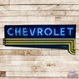 Chevrolet Die Cut 7' Single Sided Porcelain Neon Sign w/ Lines