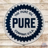 Fantastic The Pure Oil Company Gasoline 42' Double Sided Porcelain Sign w/ Ring