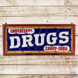 Carpenter Bros. Drugs Candy Soda DS Leaded Stained Glass Lighted Sign Greenville SC