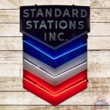 Rare Die Cut Standard Stations Inc. Single Sided Porcelain Milk Glass Neon Service Station Sign