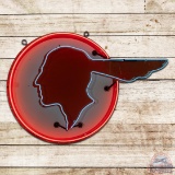 Pontiac Die Cut Single Sided Porcelain Neon Sign w/ Full Feather Logo