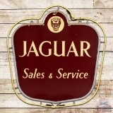 Superb Jaguar Sales & Service Single Sided Porcelain Neon Sign w/ Frame